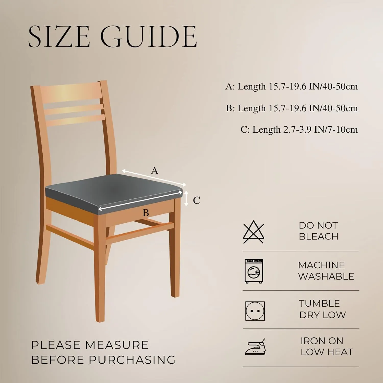 SearchI Waterproof Dining Chair Seat Covers Set of 6, Washable Stretch Seat Covers for Dining Chairs, Rear-Covered Dining Room Seat Cover Protector(Check Deep Grey)
