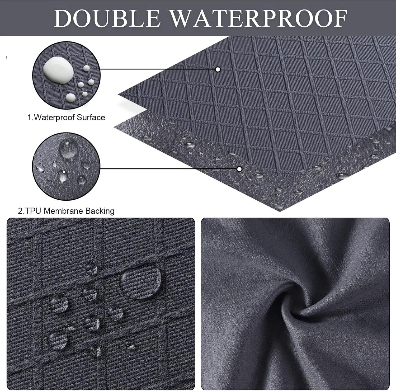 SearchI Waterproof Dining Chair Seat Covers Set of 6, Washable Stretch Seat Covers for Dining Chairs, Rear-Covered Dining Room Seat Cover Protector(Check Deep Grey)