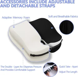 Seat Cushions for Office Chairs Wheelchair Cushion for Long Sitting Back Pain，Memory Foam Seat Car Computer Desk Chair Cushion，Coccyx Cushion for Tailbone Pain Relief Cushion Office Chair Butt Pillow