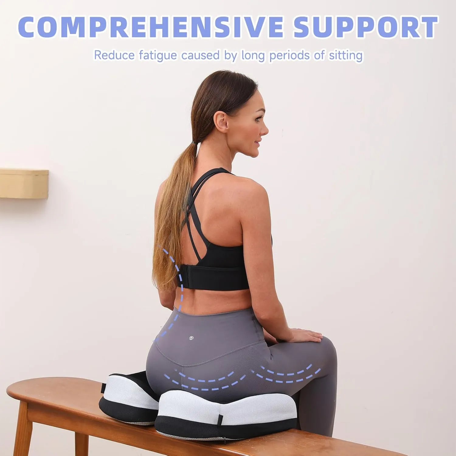 Seat Cushions for Office Chairs Wheelchair Cushion for Long Sitting Back Pain，Memory Foam Seat Car Computer Desk Chair Cushion，Coccyx Cushion for Tailbone Pain Relief Cushion Office Chair Butt Pillow
