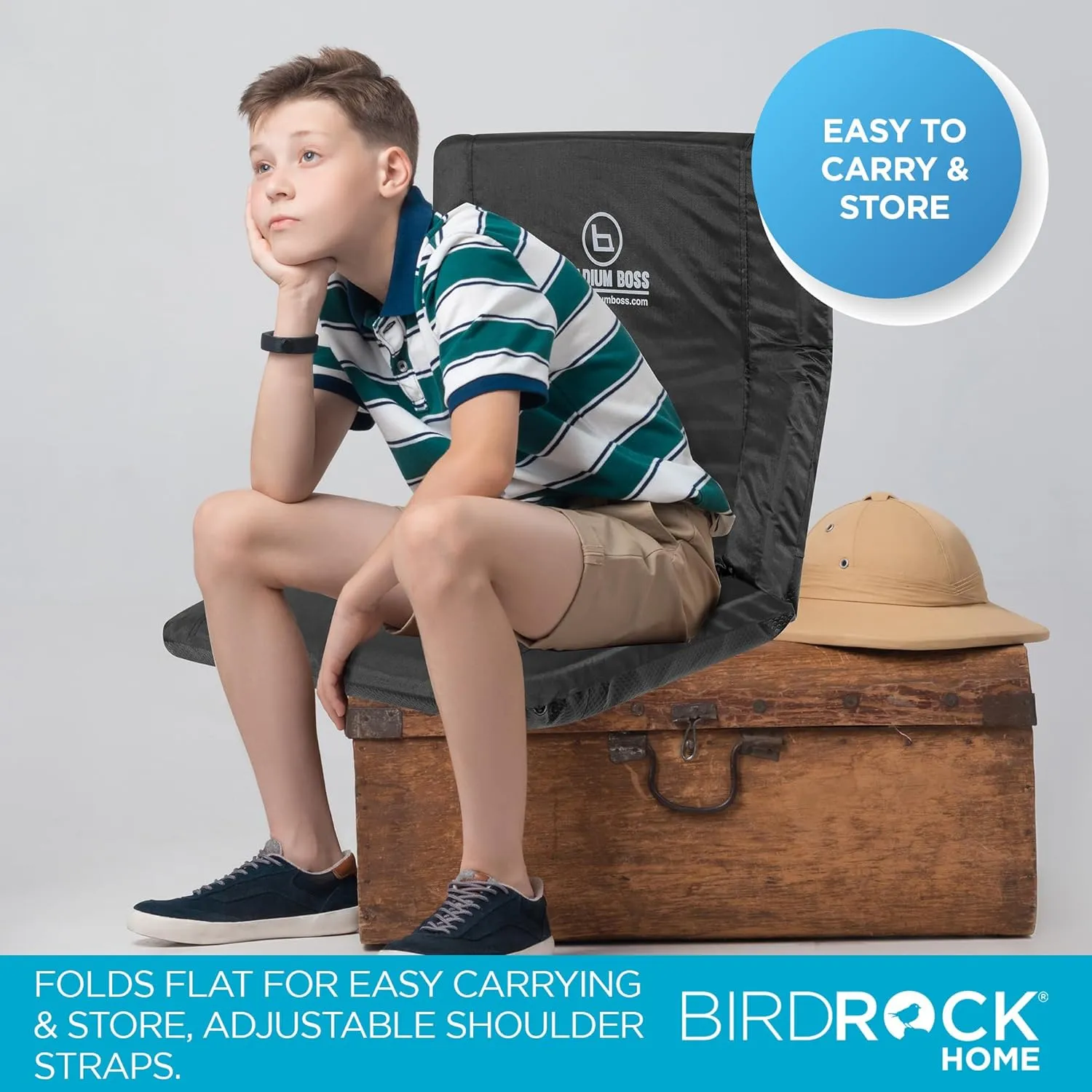 Seat Reclining Bleacher Chair Folding with Back and Arms – Padded Sport Chair Armrest Recline - Perfect for Bleachers Lawns and Backyards – Supports Your Back – Shoulder Straps Cushion