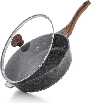 SENSARTE Nonstick Deep Frying Pan Skillet, 11-inch Saute Pan with Lid, Stay-cool Handle, Chef Pan Healthy Stone Cookware Cooking Pan, Induction Compatible, PFOA Free