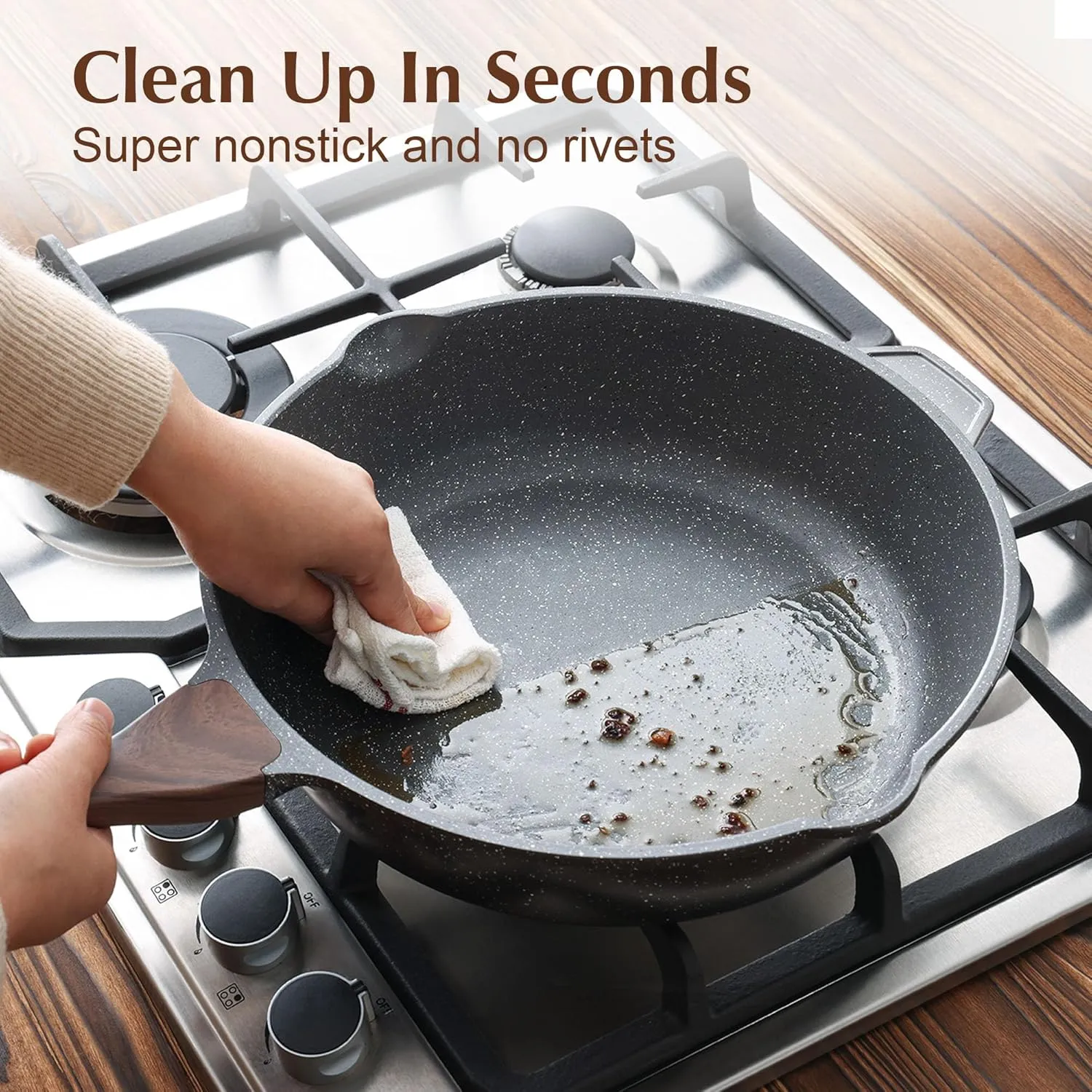 SENSARTE Nonstick Deep Frying Pan Skillet, 11-inch Saute Pan with Lid, Stay-cool Handle, Chef Pan Healthy Stone Cookware Cooking Pan, Induction Compatible, PFOA Free