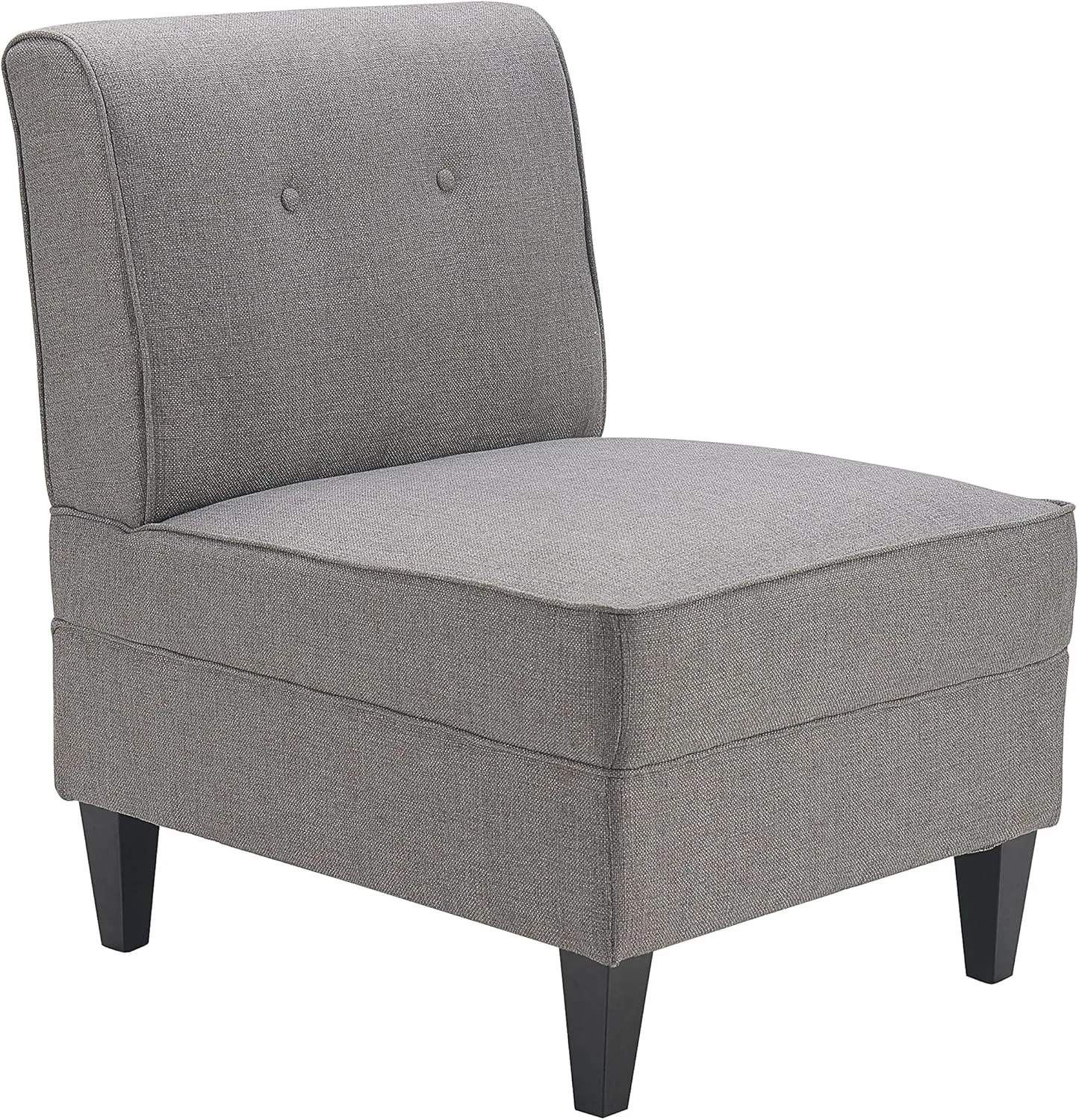 Serta Copenhagen Accent Chair Button Tufted Backrest, Sinuous Spring Seat Cushion, Rubberwood Legs, Upholstery for Living Room, Bedroom and Small Spaces, Polyester Woven Fabric, Modern Gray
