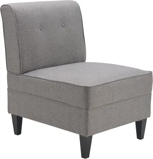 Serta Copenhagen Accent Chair Button Tufted Backrest, Sinuous Spring Seat Cushion, Rubberwood Legs, Upholstery for Living Room, Bedroom and Small Spaces, Polyester Woven Fabric, Modern Gray