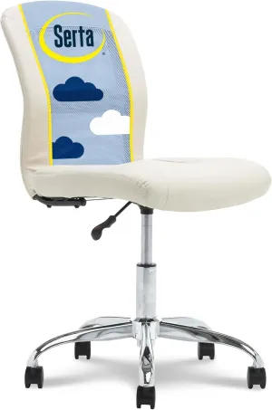 Serta Essential Armless DeskChair, Small Task Chair with Wheels, Breathable Mesh Back, SertaQuality Foam Cushion Seat for Comfort, Functional, Lightweight and Versatile, Cream White