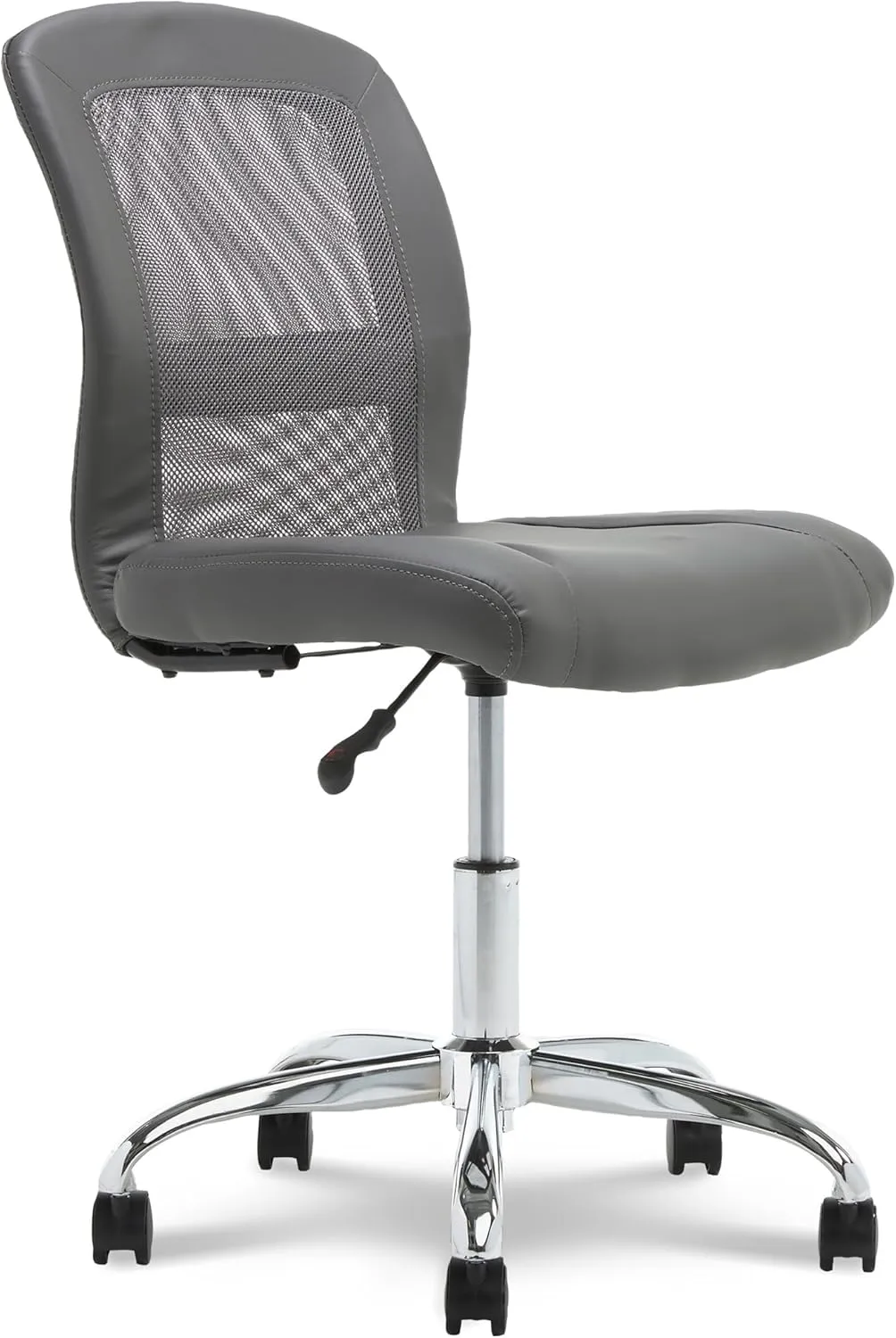 Serta Essential Armless DeskChair, Small Task Chair with Wheels, Breathable Mesh Back, SertaQuality Foam Cushion Seat for Comfort, Functional, Lightweight and Versatile, Gray