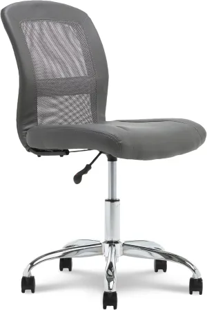 Serta Essential Armless DeskChair, Small Task Chair with Wheels, Breathable Mesh Back, SertaQuality Foam Cushion Seat for Comfort, Functional, Lightweight and Versatile, Gray