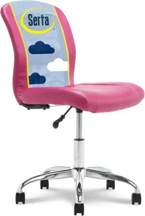 Serta Essential Armless DeskChair, Small Task Chair with Wheels, Breathable Mesh Back, SertaQuality Foam Cushion Seat for Comfort, Functional, Lightweight and Versatile, Pink