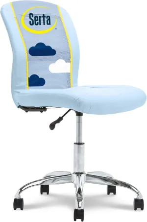 Serta Essential Armless DeskChair, Small Task Chair with Wheels, Breathable Mesh Back, SertaQuality Foam Cushion Seat for Comfort, Functional, Lightweight and Versatile, Sky Blue