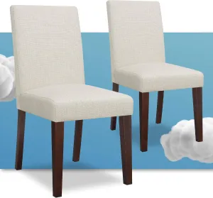 Serta Liam Parsons Upholstered Accent Dining Chair Set of 2, High-Back Design, Polyester Weave Fabric, Quality Foam Cushion, Armless SideChair for Kitchen, DiningRoom, LivingRoom, Beige Linen