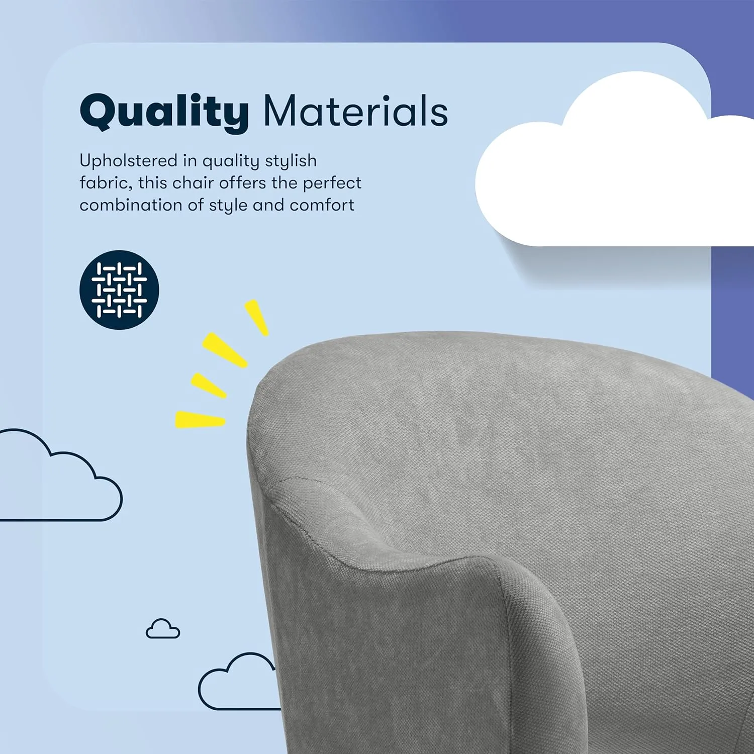 Serta Mia Modern Office Chair, Low-Back Barrel Design, Pocket Coil Seat Cushion, Mid-Century Accent Armchair, Women’s Vanity or MakeupChair, Swivel Chrome Metal Base, Gray Velvet Fabric