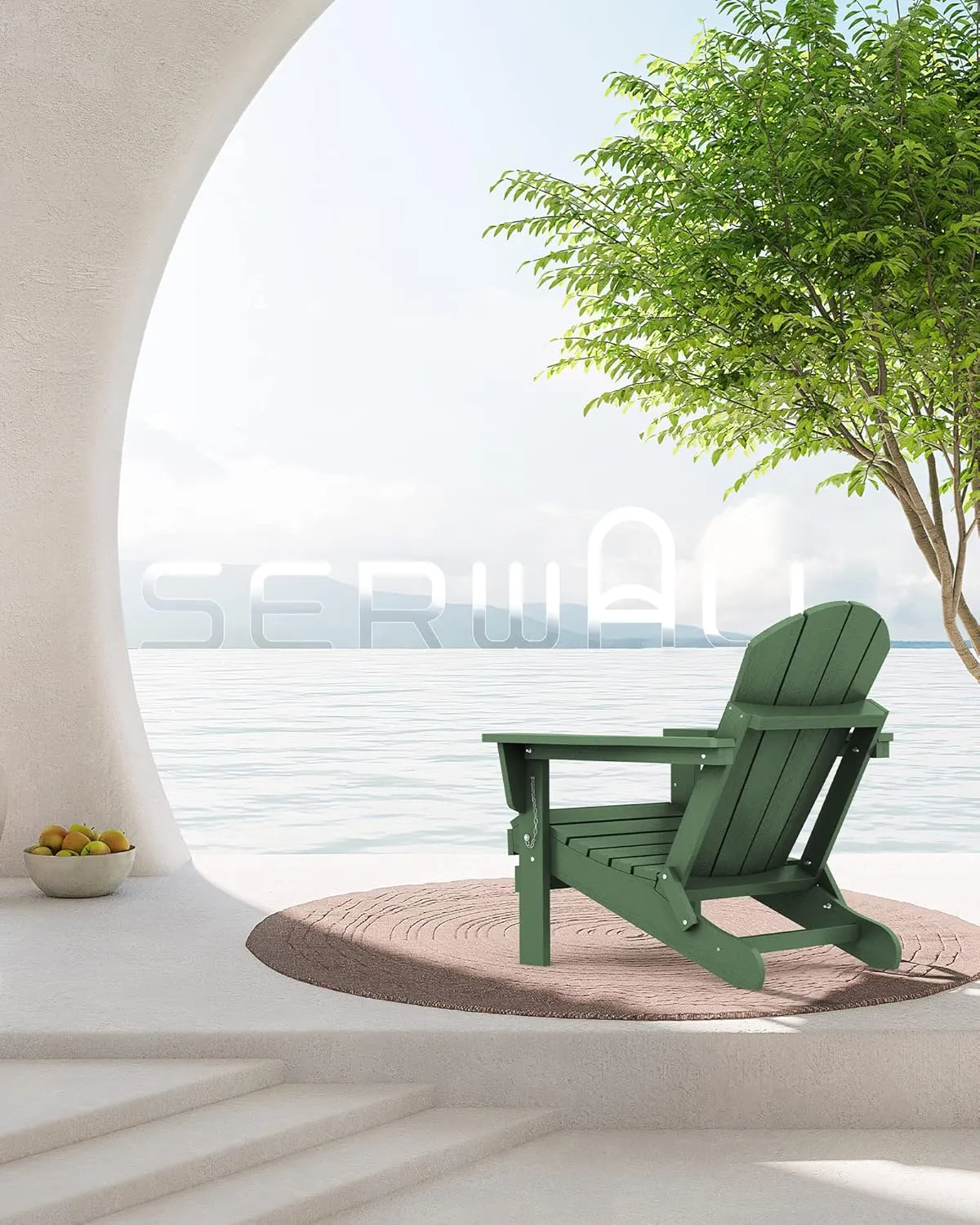 SERWALL Adirondack Chair for Patio Garden Outdoors Fire Pit- Army