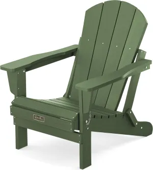 SERWALL Adirondack Chair for Patio Garden Outdoors Fire Pit- Army