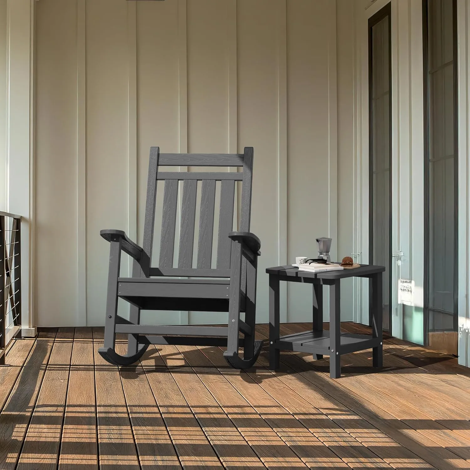 SERWALL Adirondack Table Outdoor Side Table- Gray