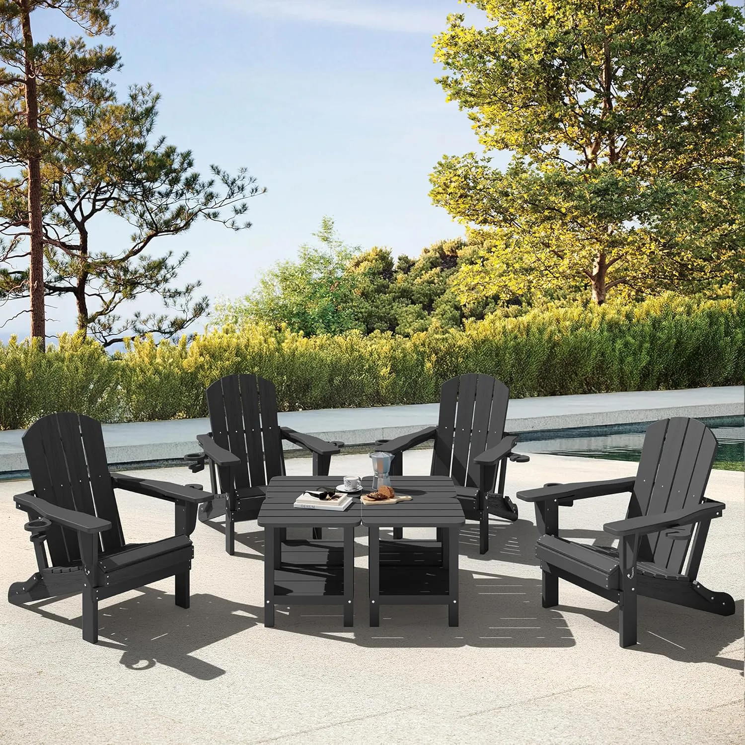 SERWALL Adirondack Table Outdoor Side Table- Gray
