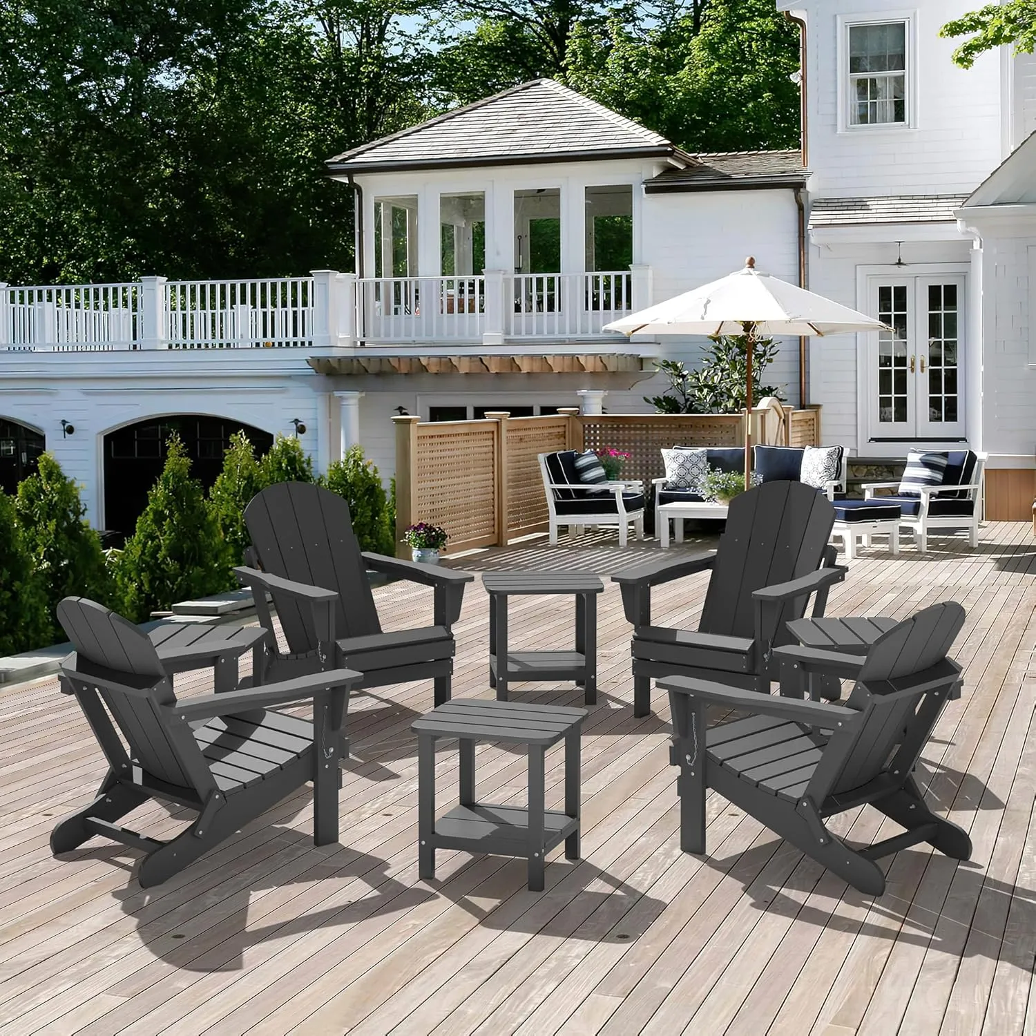 SERWALL Adirondack Table Outdoor Side Table- Gray