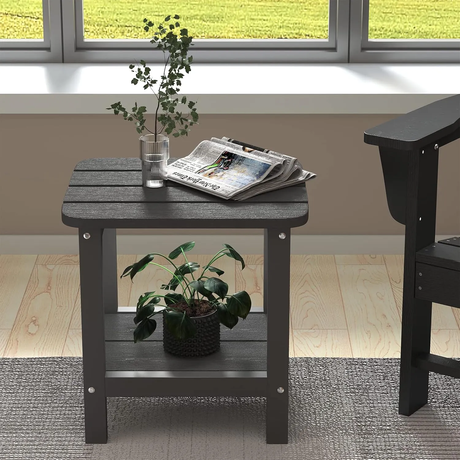 SERWALL Adirondack Table Outdoor Side Table- Gray