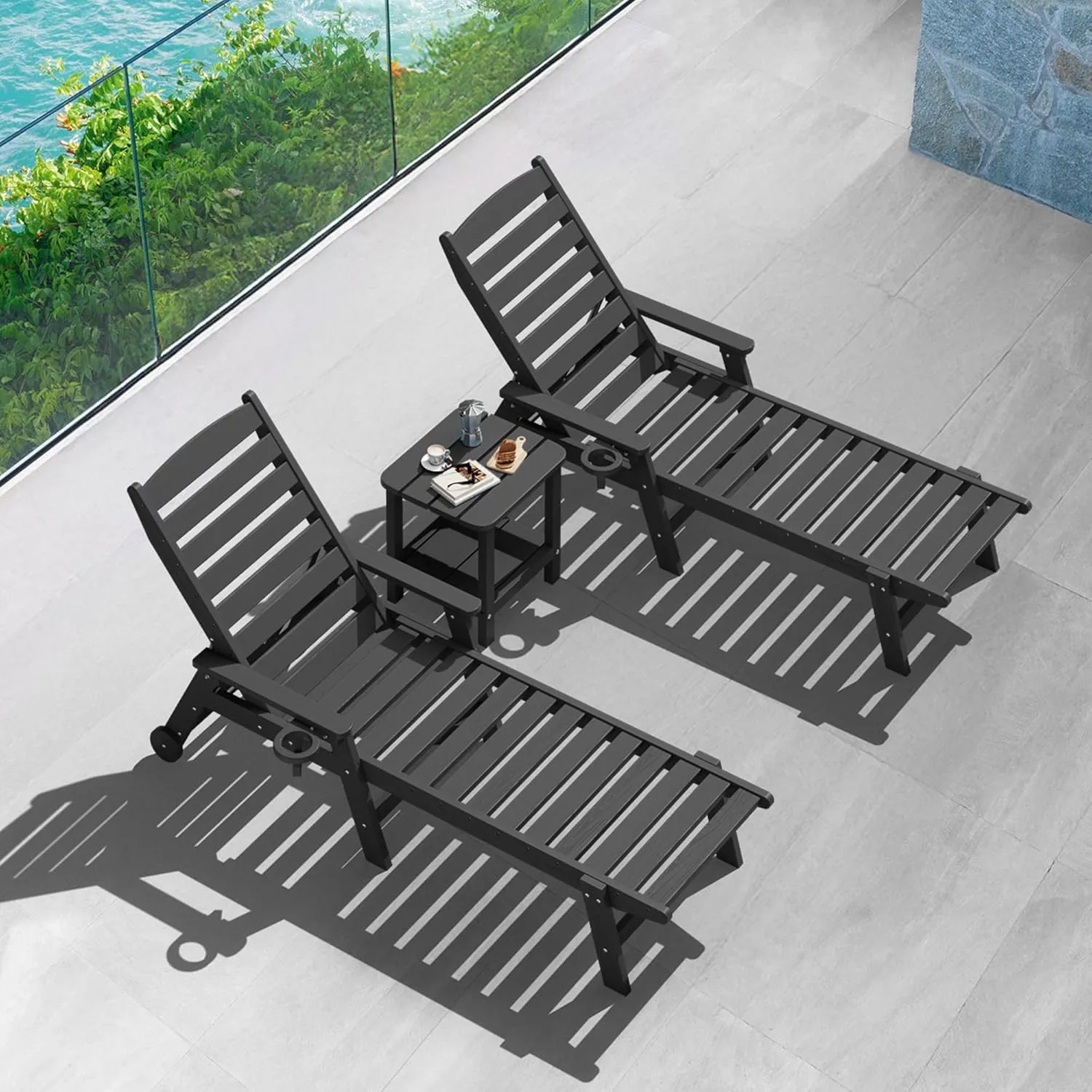 SERWALL Adirondack Table Outdoor Side Table- Gray