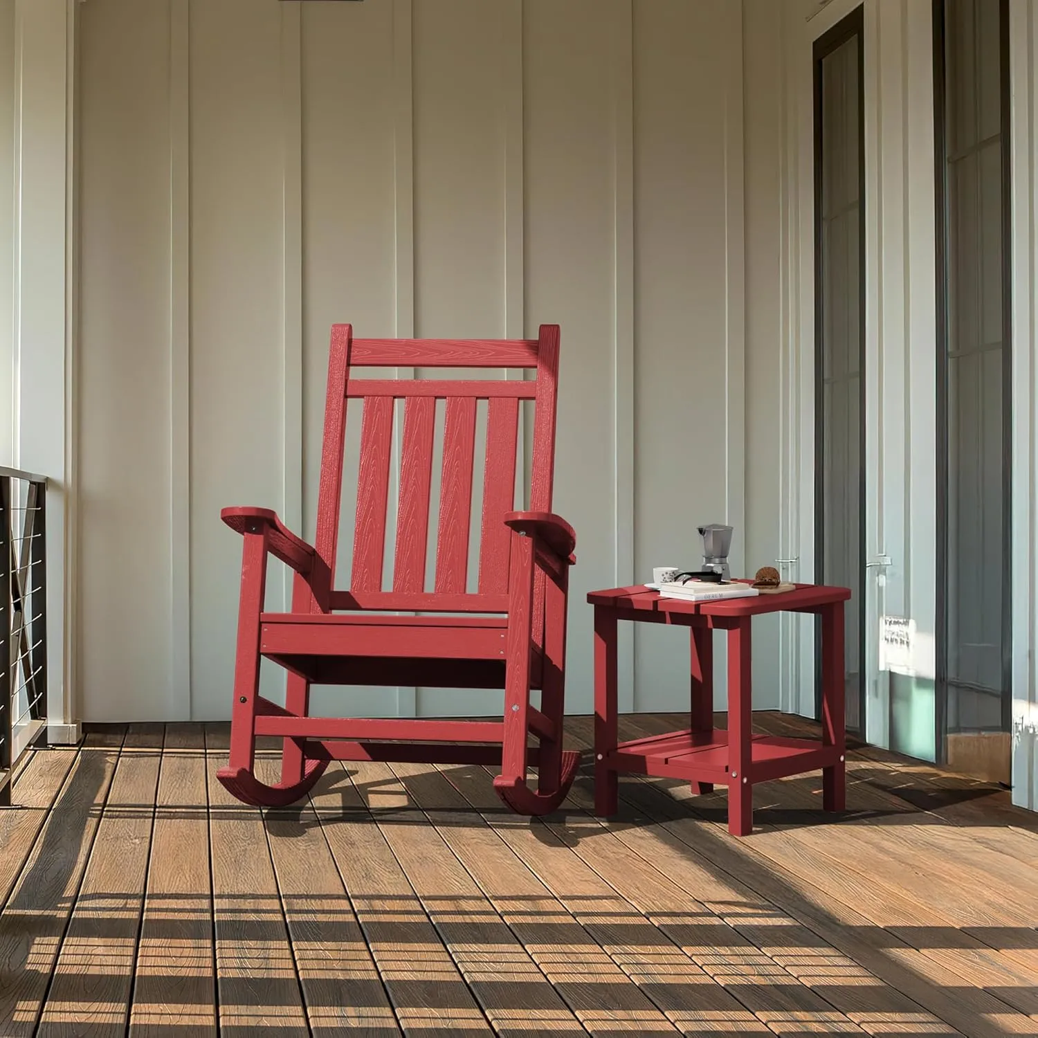 SERWALL Double Adirondack Side Table End Table- Red