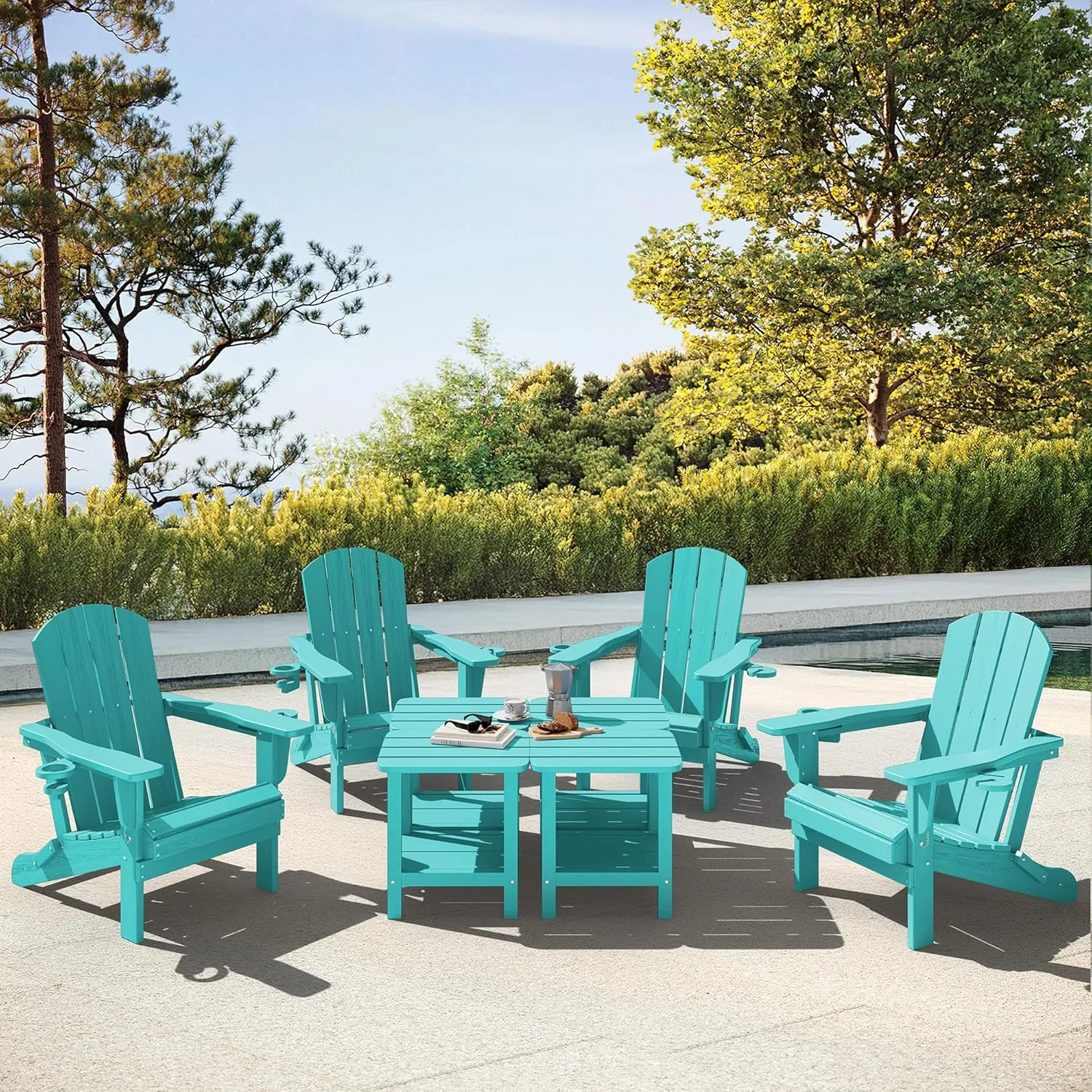 SERWALL Double Adirondack Side Table End Table- Tiffany