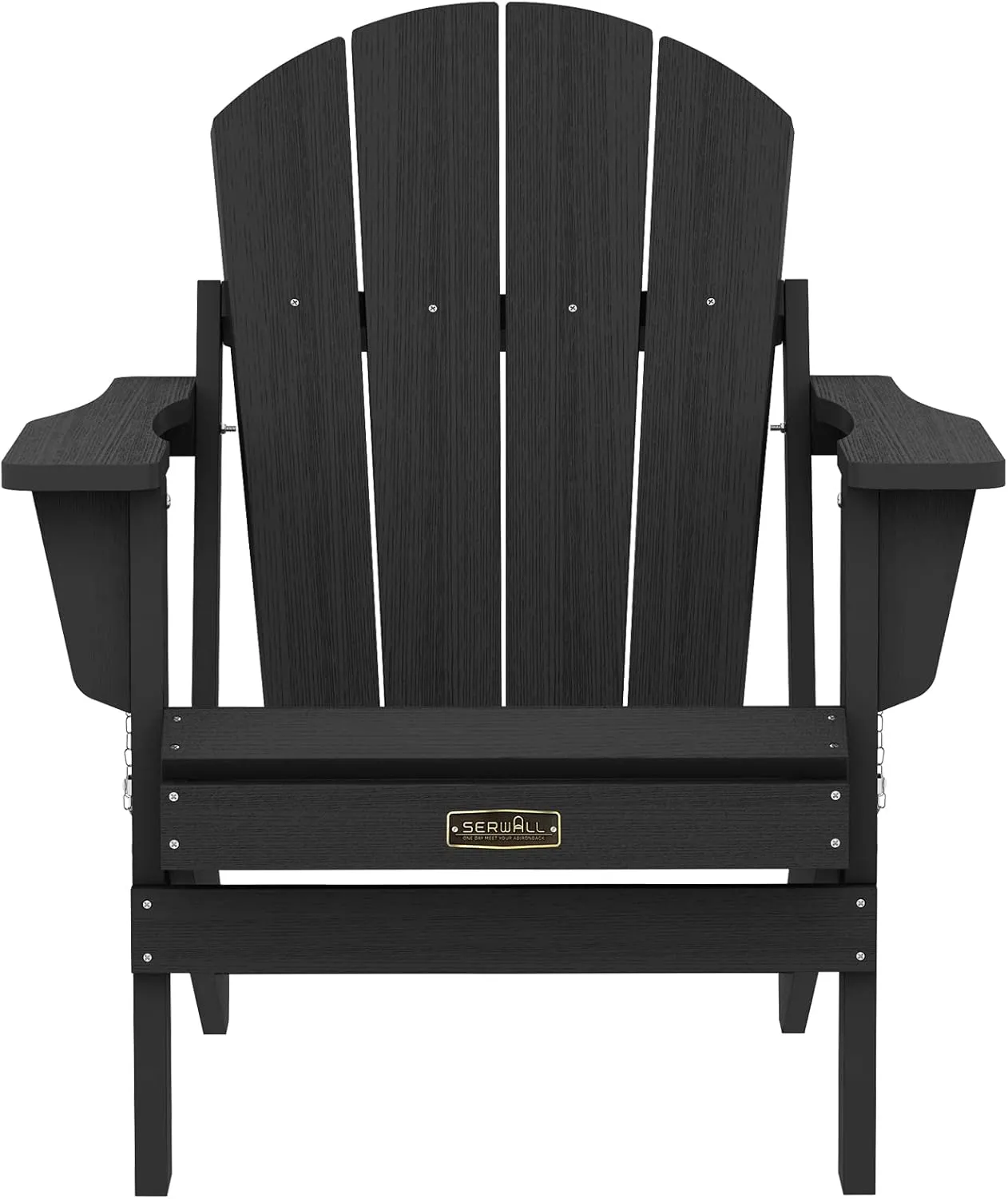 SERWALL Folding Adirondack Chairs Patio Chairs Lawn Chair Outdoor Weather Resistant for Patio Garden, Backyard Deck, Fire Pit - Black