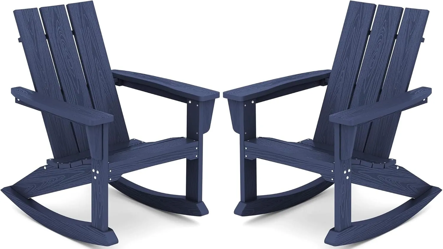 SERWALL Modern Outdoor Rocking Chair Set of 2, All Weather Rocking Adirondack Chair for Patio, Porch, Garden, Backyard, Blue