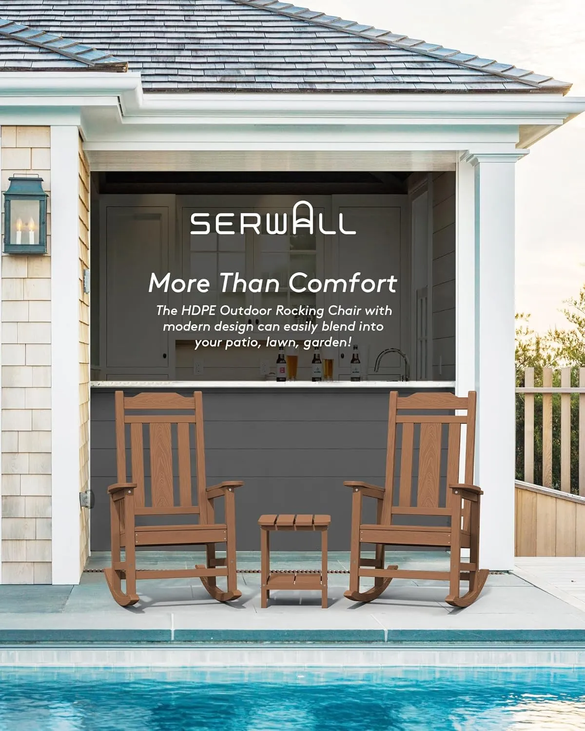 SERWALL Outdoor Rocking Chair Brown