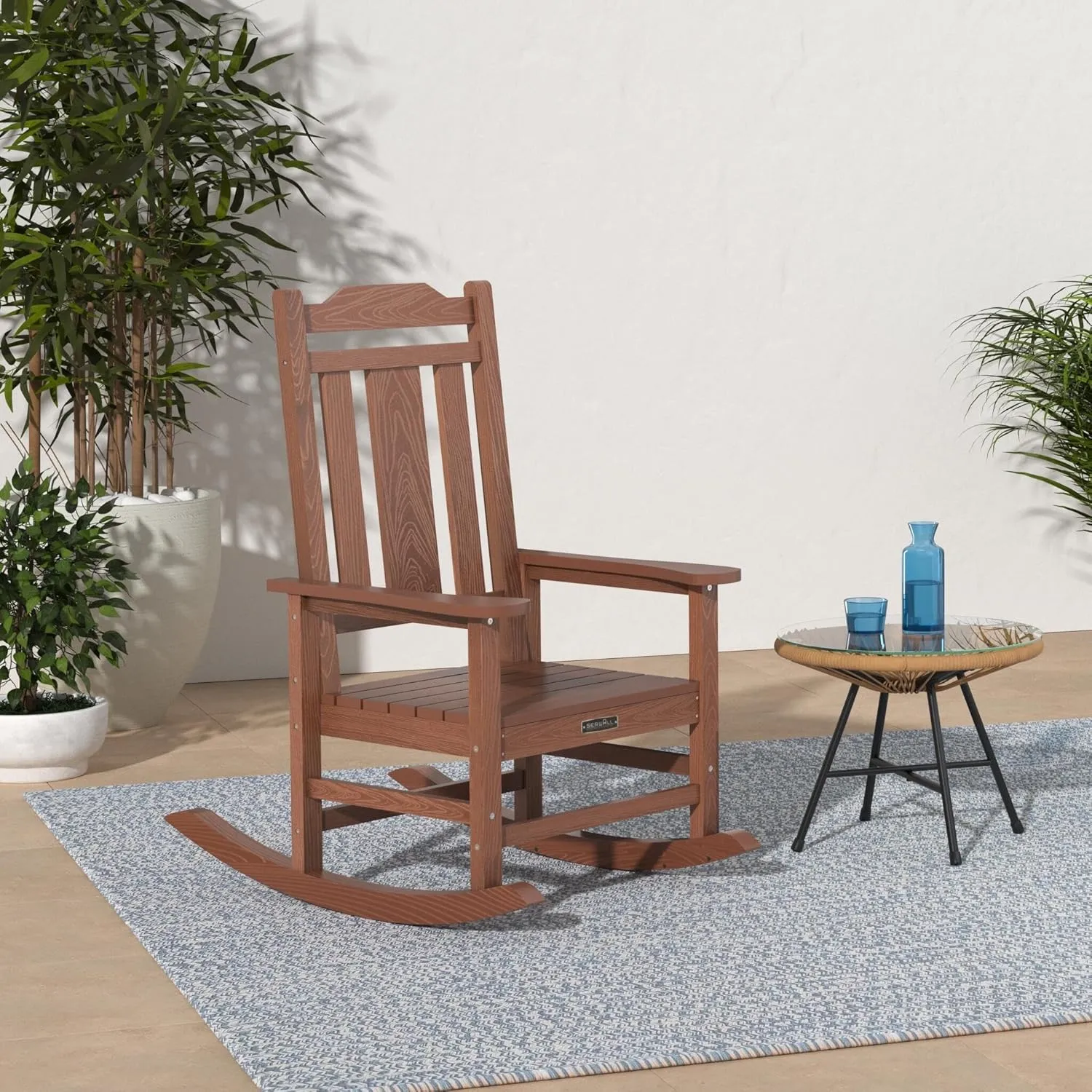 SERWALL Outdoor Rocking Chair Brown