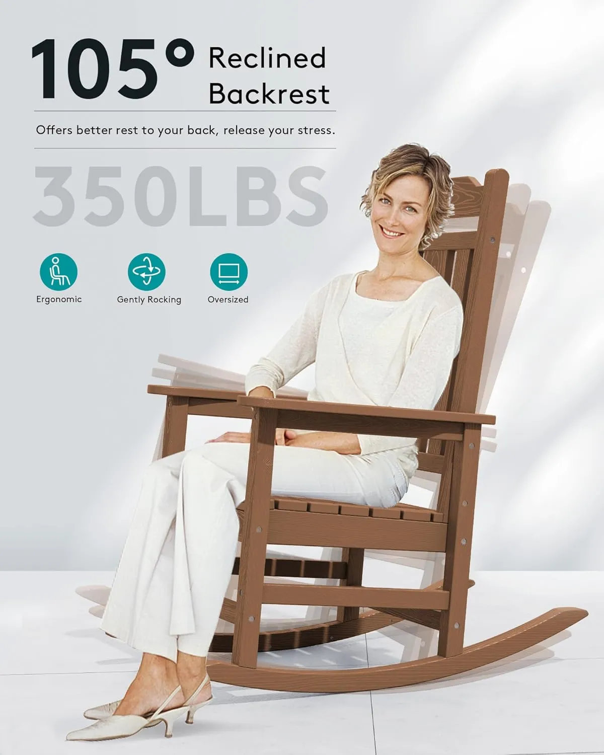 SERWALL Outdoor Rocking Chair Brown