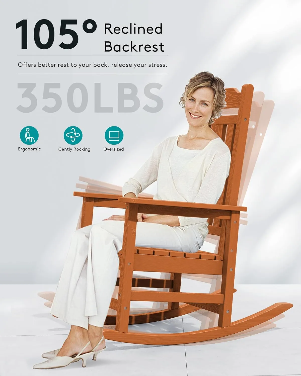 SERWALL Outdoor Rocking Chair Orange