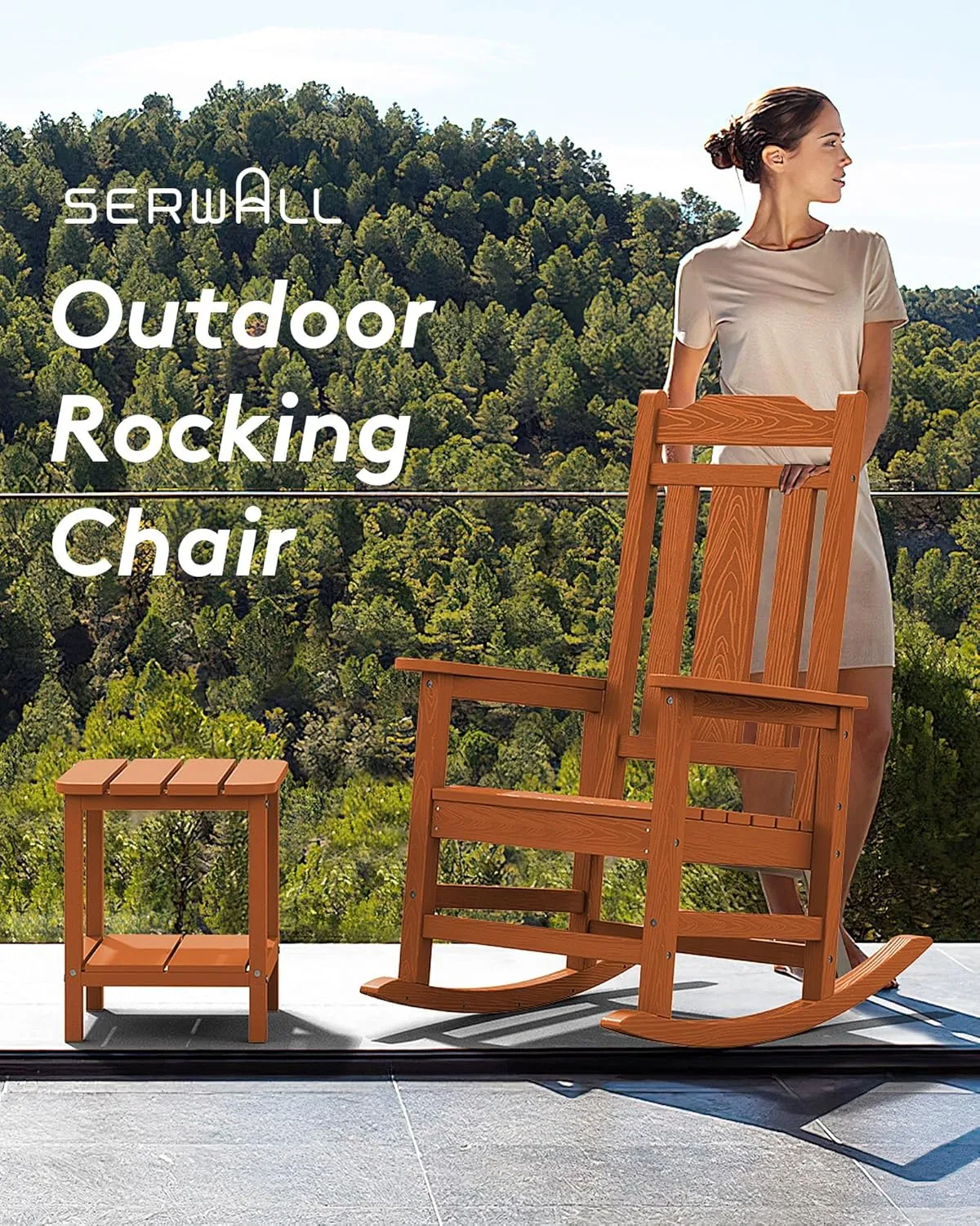 SERWALL Outdoor Rocking Chair Orange