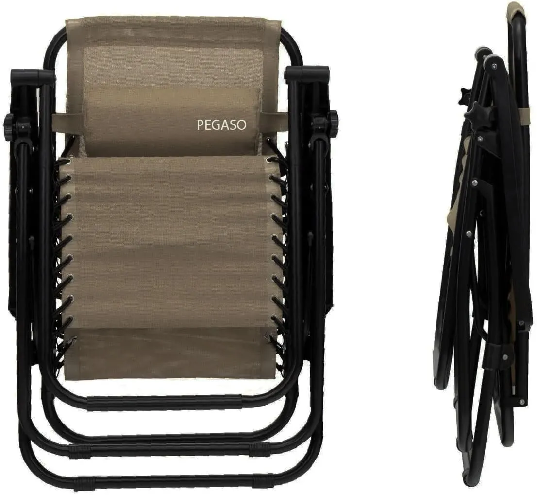 Set of 2 Zero Gravity Folding Chair/Bed with Cup Holder (Coffee)
