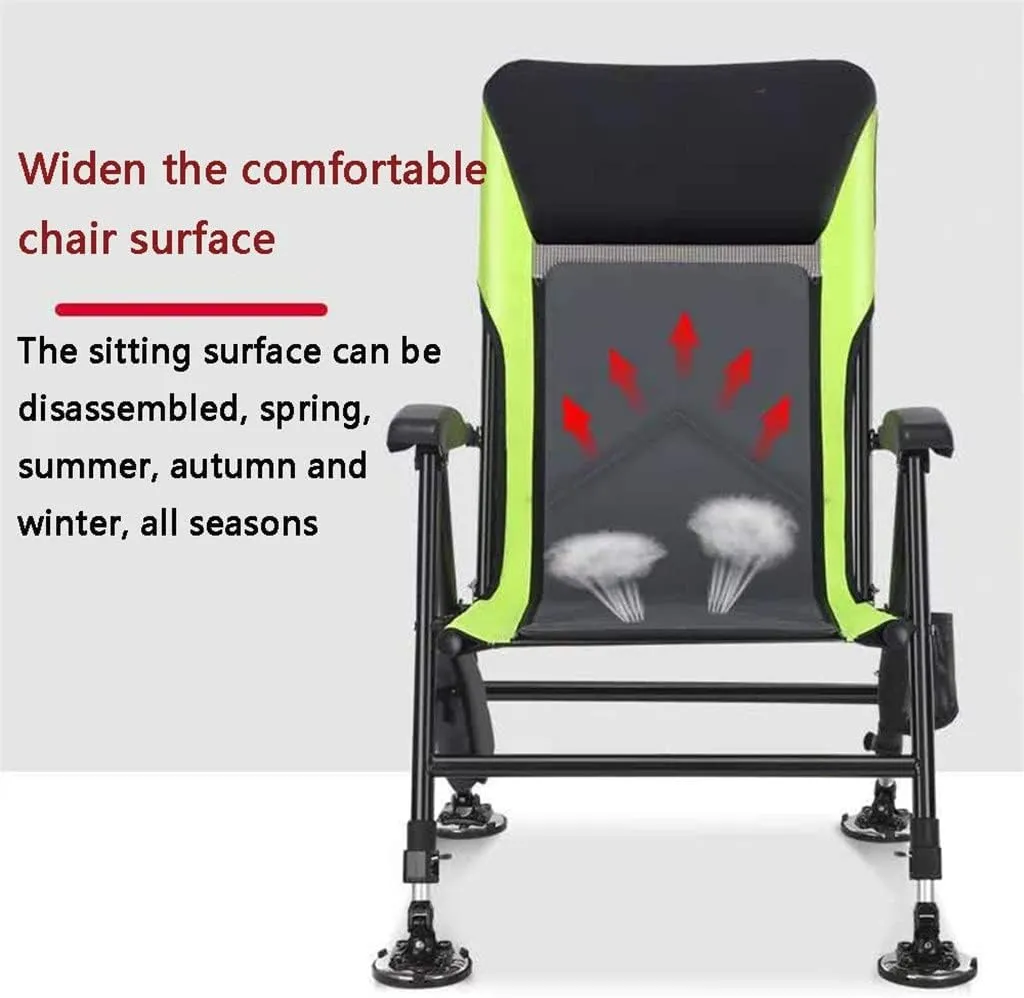 SEYFI Camping Chairs,Multifunctional Outdoor Fishing Chair Beach Chair Foldable Fishing Chair Recliner Four-Leg Adjustable Portable Fishing Chair/D/Light Grey