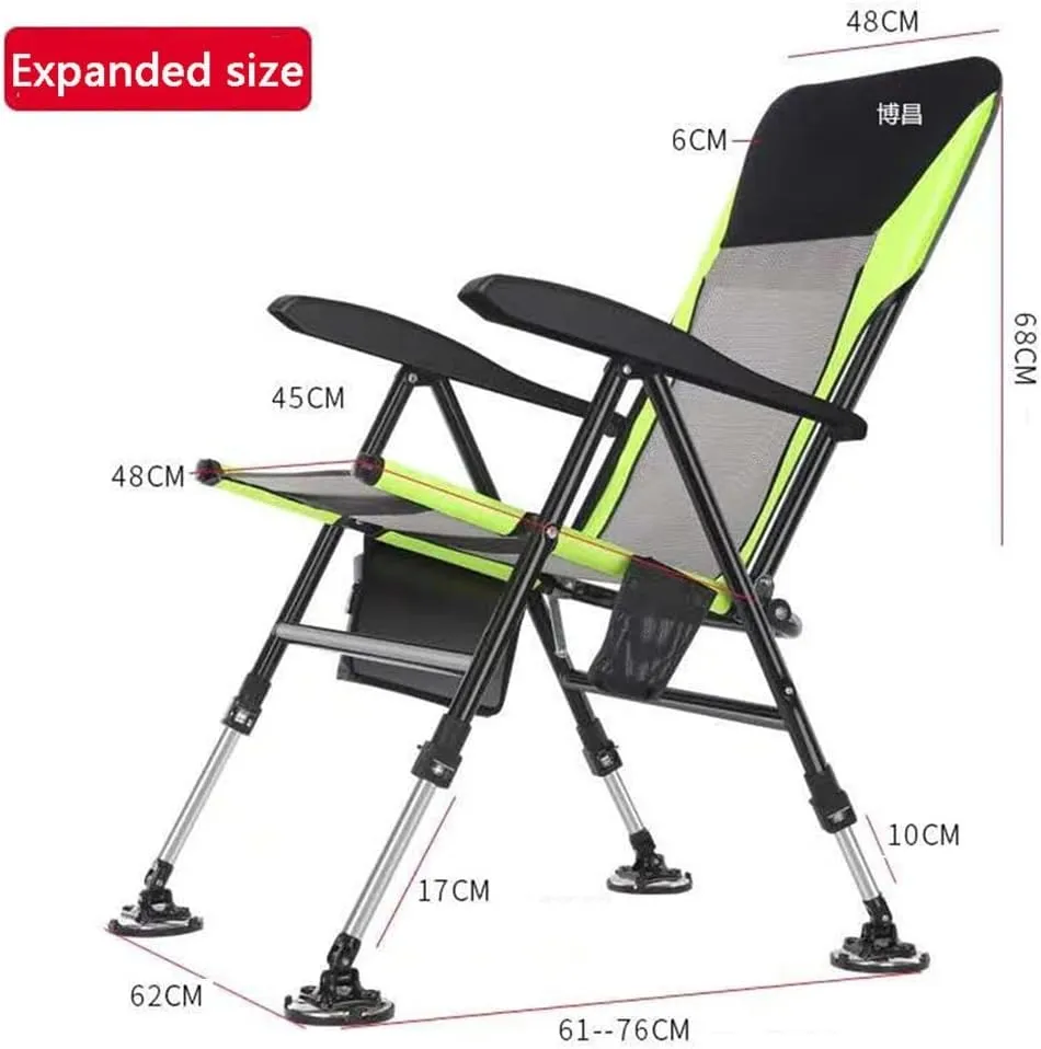 SEYFI Camping Chairs,Multifunctional Outdoor Fishing Chair Beach Chair Foldable Fishing Chair Recliner Four-Leg Adjustable Portable Fishing Chair/D/Light Grey
