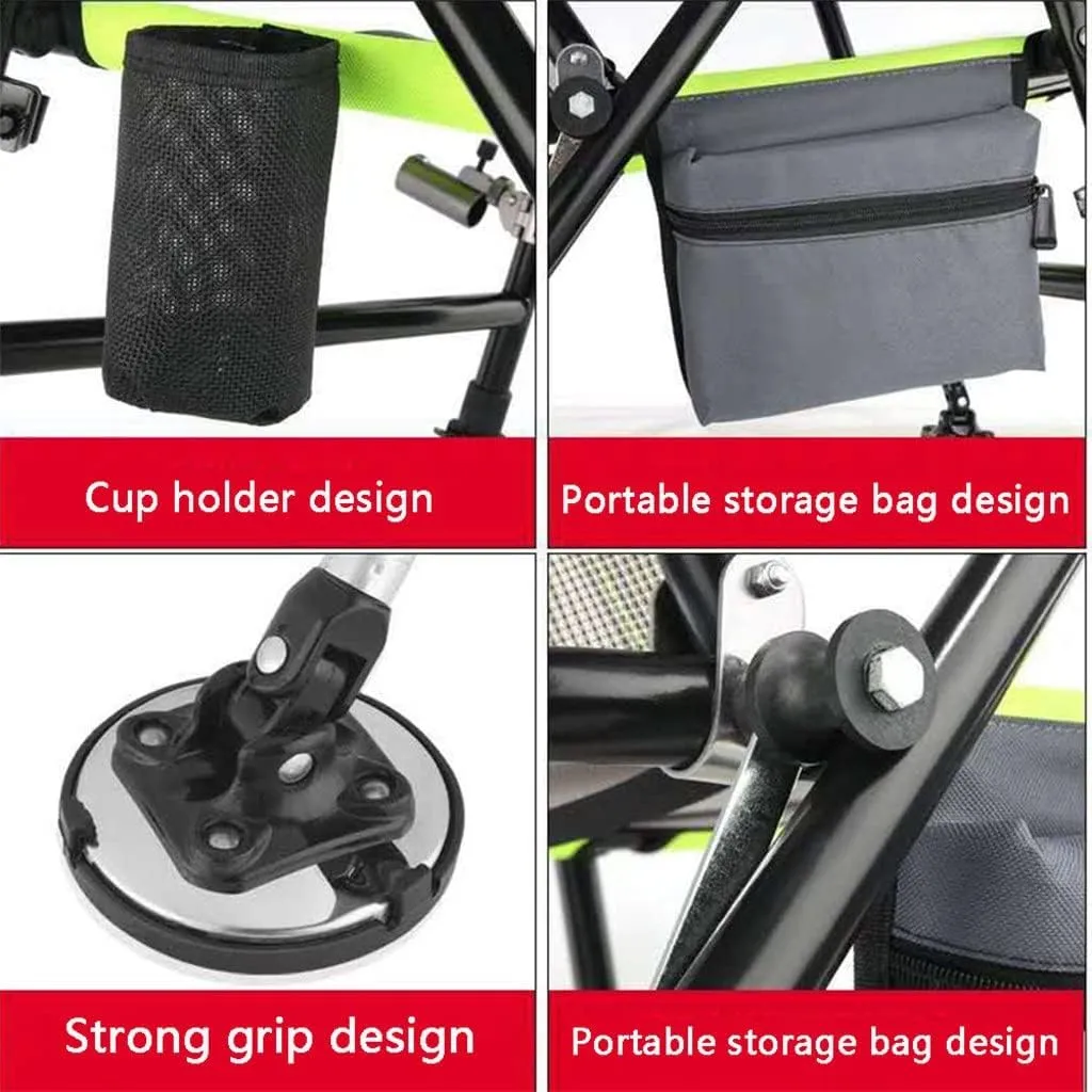 SEYFI Camping Chairs,Multifunctional Outdoor Fishing Chair Beach Chair Foldable Fishing Chair Recliner Four-Leg Adjustable Portable Fishing Chair/D/Light Grey
