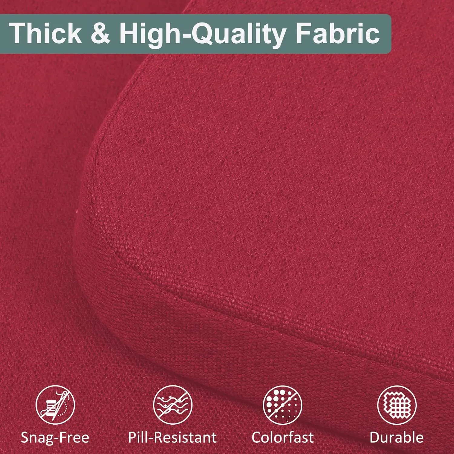 Shinnwa Dining Chair Cushions, Patented Design Memory Foam Kitchen Chair Pads with Ties and Washable Cover, 17" x 16" x 2", Burgundy