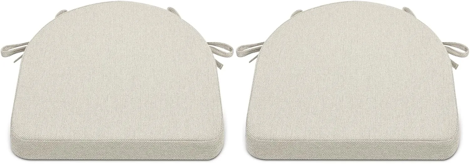 Shinnwa Dining Chair Cushions Set of 2, Non-Slip Kitchen Chair Cushions with Ties and Machine Washable Cover, 2 Pack, 17 x 16.5 x 2in, Beige