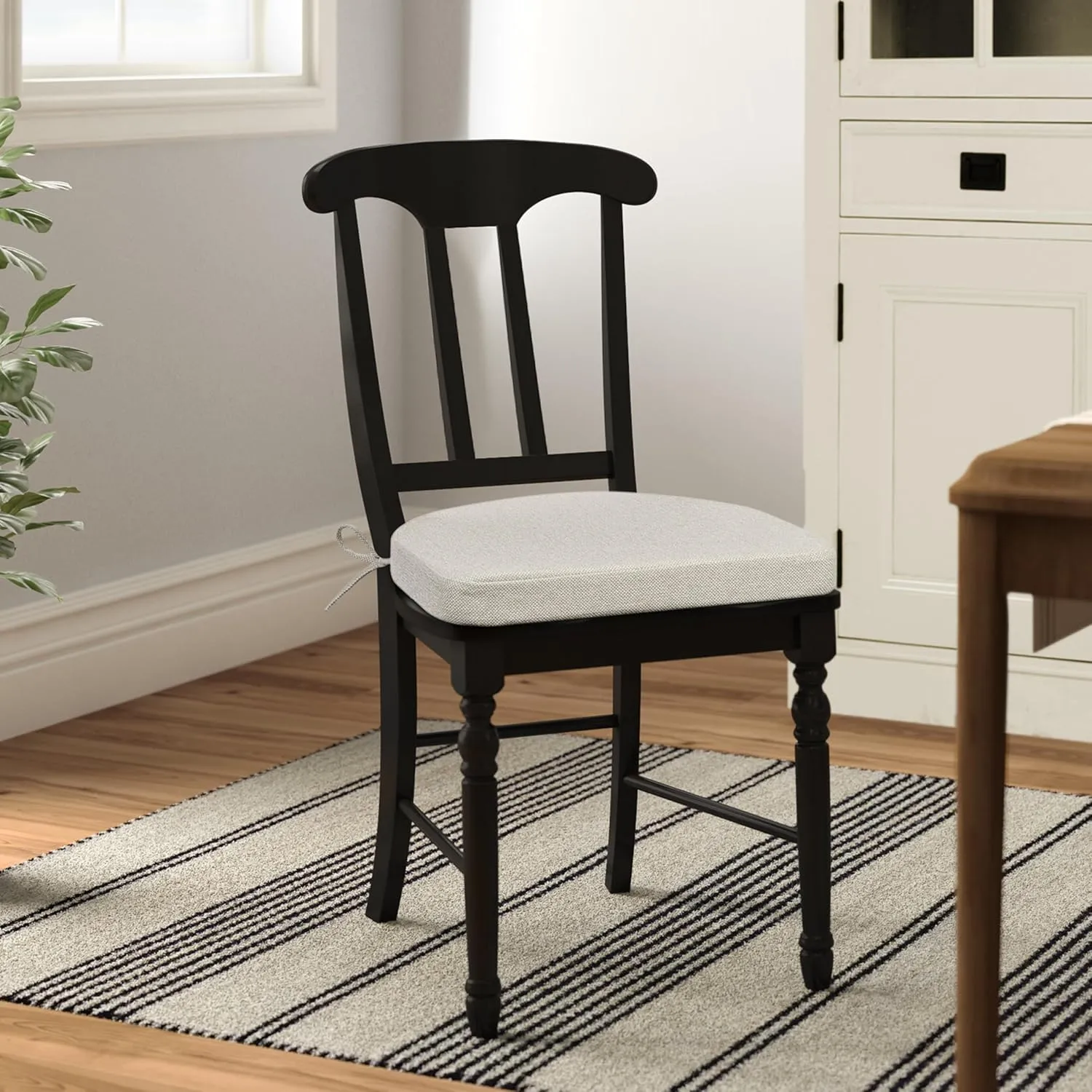 Shinnwa Dining Chair Cushions Set of 2, Non-Slip Kitchen Chair Cushions with Ties and Machine Washable Cover, 2 Pack, 17 x 16.5 x 2in, Beige