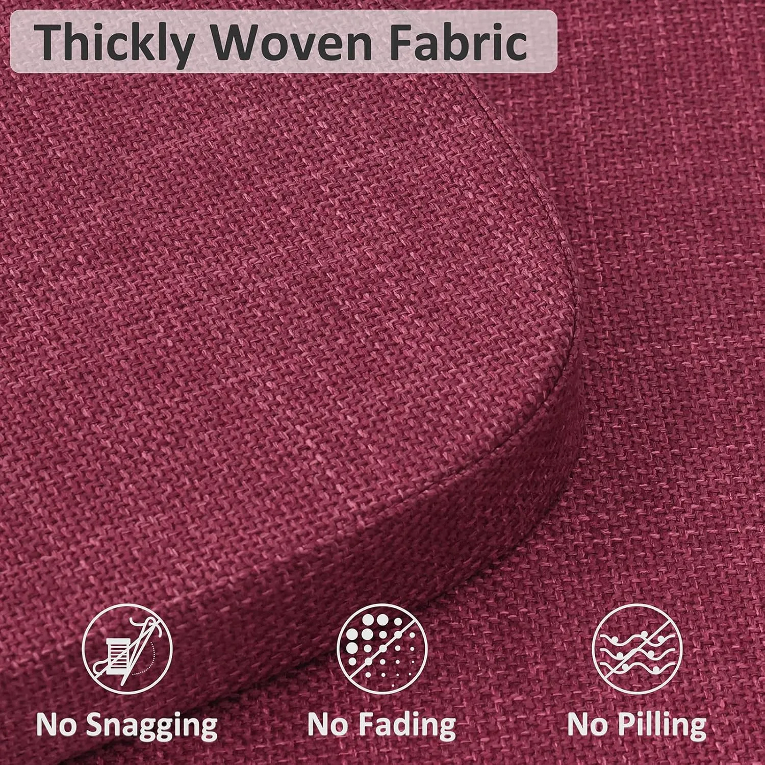 Shinnwa Dining Chair Cushions Set of 4, High-Resilience Foam Windsor Seat Pads, Kitchen Chair Cushions with Ties & Textured Cover, 4 Pack, 16.5 x 15.5 x 2, Dark Red