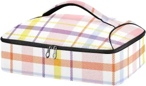 SHJI Casserole Cookware Rainbow Glen Plaid Casserole Carriers Insulated Casserole Dish Carrier Bag Pizza Holder Tote for Hot or Cold Food Travel Party Picnic