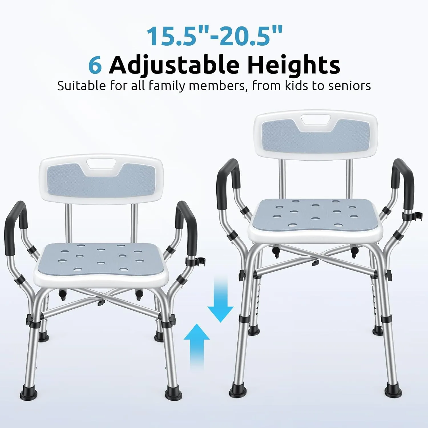 Shower Chair for Inside Shower, BRITULIF 550 lbs Heavy Duty Shower Chair for Elderly and Disabled, Shower Seat FSA/HSA Eligible, 6 Height Adjustable, Ideal for Adult and Senior Bathroom Needs