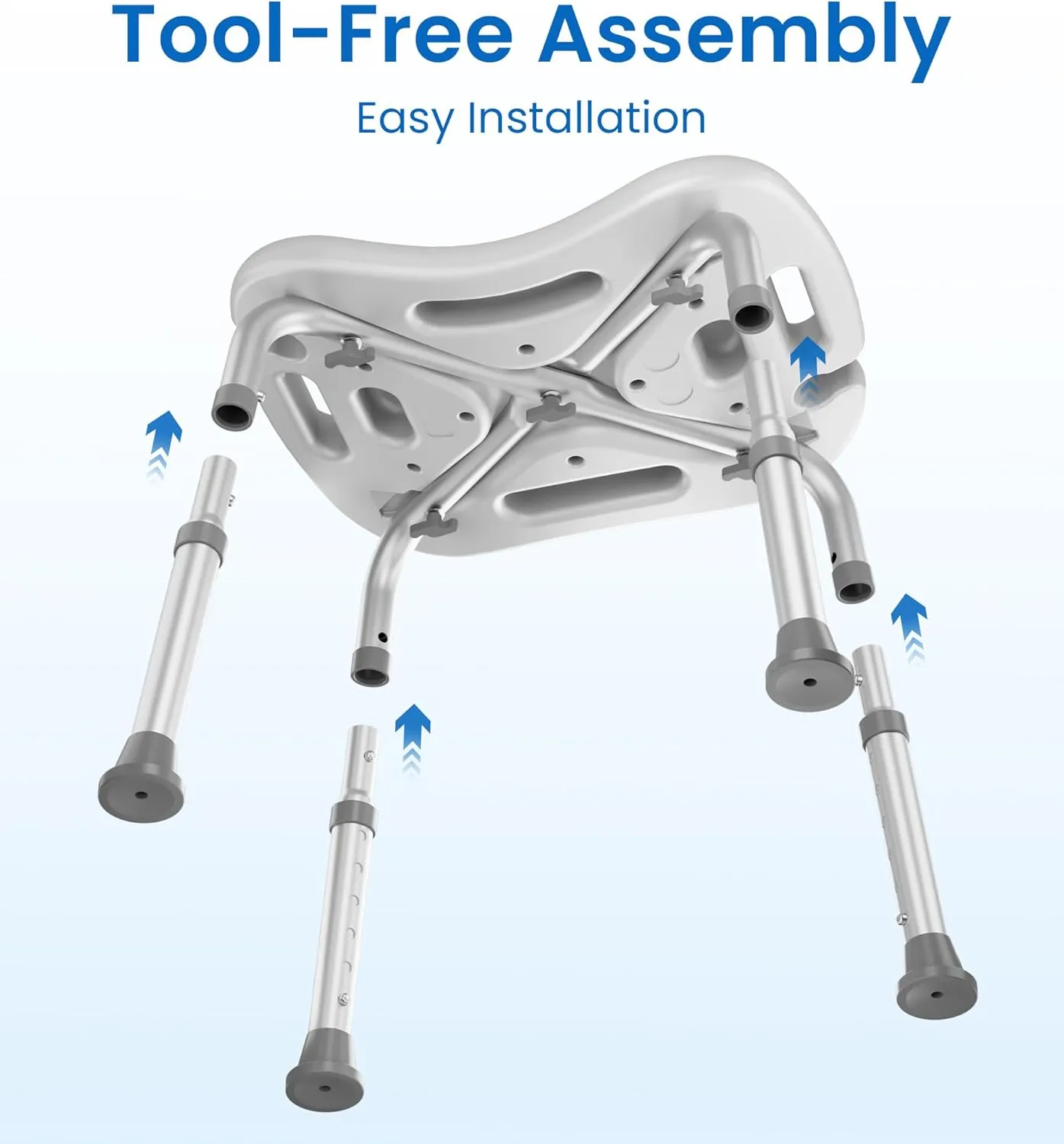 Shower Chair for Inside Shower, FSA/HSA Eligible, Adjustable Shower Stool with Strong Non-Slip Feet, 350 lbs Shower Seat for Inside Tub, Bench Bath Chair for Elderly and Disabled, Grey
