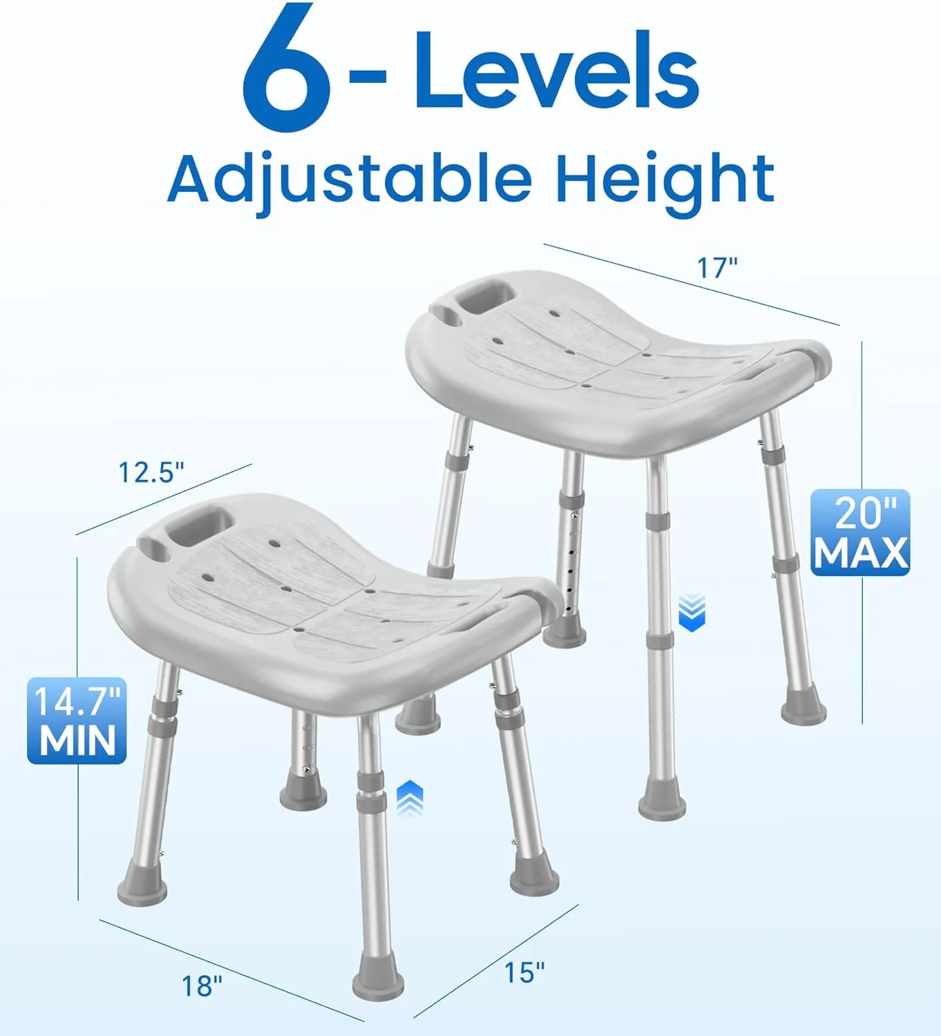 Shower Chair for Inside Shower, FSA/HSA Eligible, Adjustable Shower Stool with Strong Non-Slip Feet, 350 lbs Shower Seat for Inside Tub, Bench Bath Chair for Elderly and Disabled, Grey