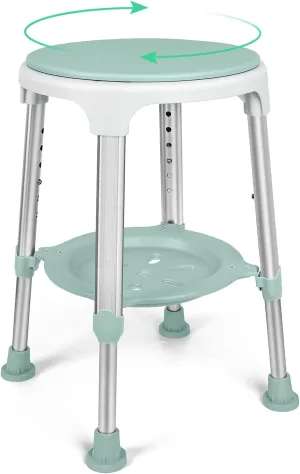 Shower Chair for Inside Shower, FSA/HSA Eligible Swivel Shower Stool 350lbs, Adjustable Tub Chair and Bathroom Stool with Storage Tray for Seniors, Elderly, Bath Handicap & Disabled