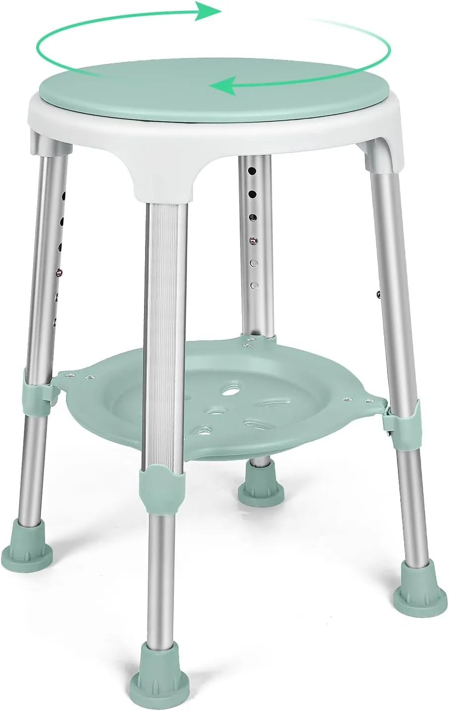 Shower Chair for Inside Shower, FSA/HSA Eligible Swivel Shower Stool 350lbs, Adjustable Tub Chair and Bathroom Stool with Storage Tray for Seniors, Elderly, Bath Handicap & Disabled