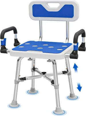 Shower Chair with Arms and Back for Seniors Elderly Handicap Disabled Or Bariatric Adults Heavy Duty 500 Lbs Adjustable Stool Bench Seat for Inside Shower Stall and Bathroom Bath Tub Chairs