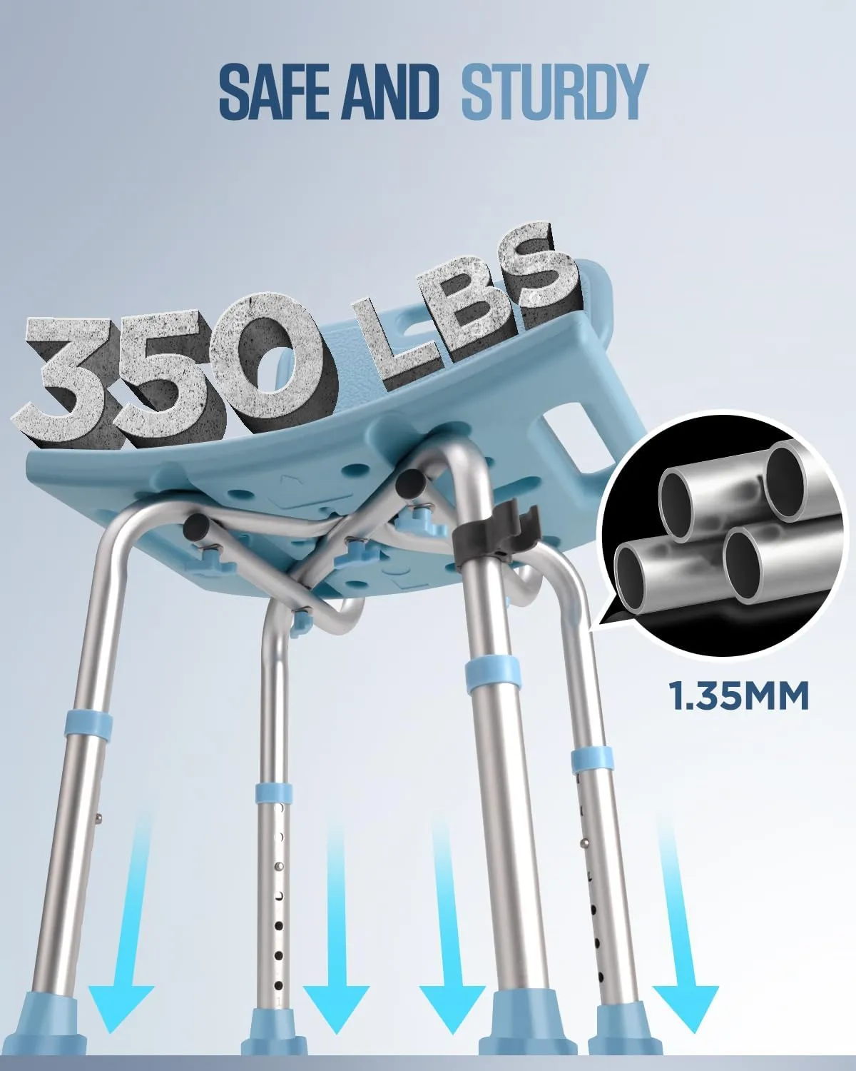 Shower Chair with Back for Elderly Seniors,Shower Stools and Benches for Adults,Bath Chair Shower Benches for The Disabled,Shower Seats,Blue Tub Chair