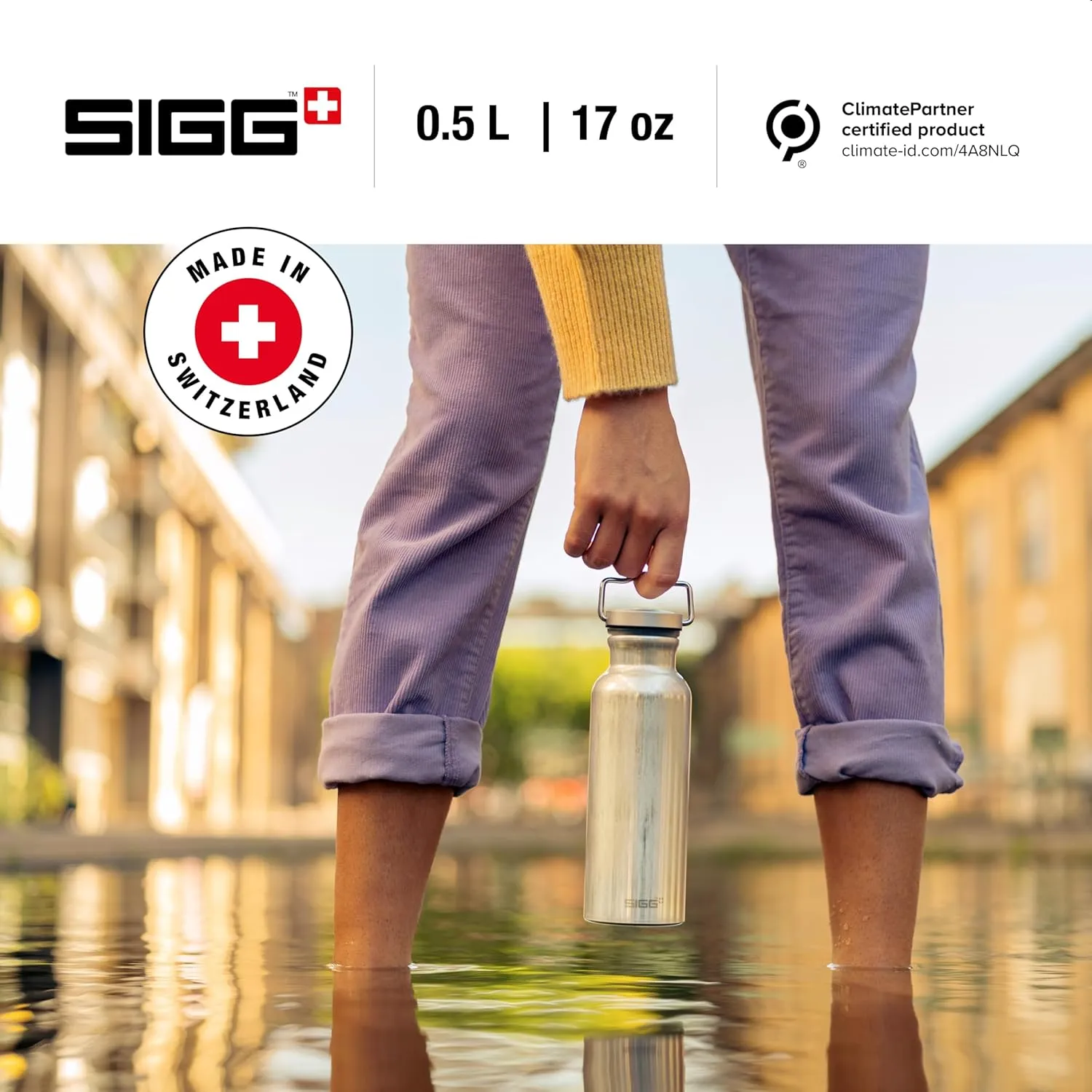 SIGG - Aluminum Water Bottle Original - Made in Switzerland - Lightweight - BPA-free - for Carbonated Drinks 17 / 25 Oz