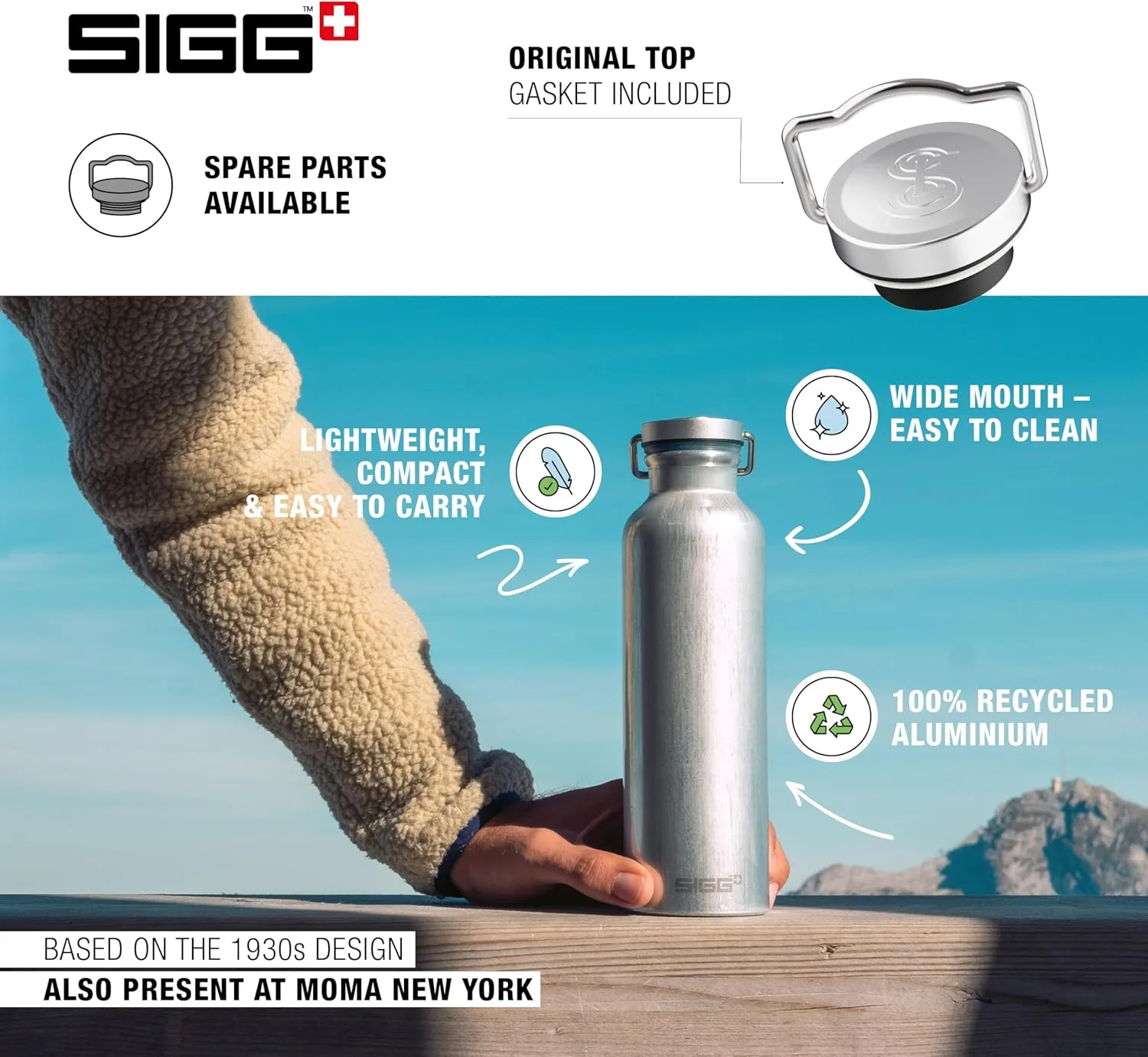 SIGG - Aluminum Water Bottle Original - Made in Switzerland - Lightweight - BPA-free - for Carbonated Drinks 17 / 25 Oz